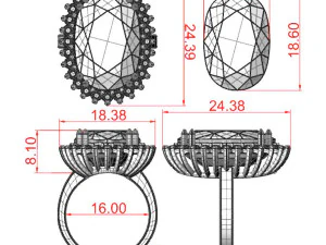 big sapphire ring 3D Print Model