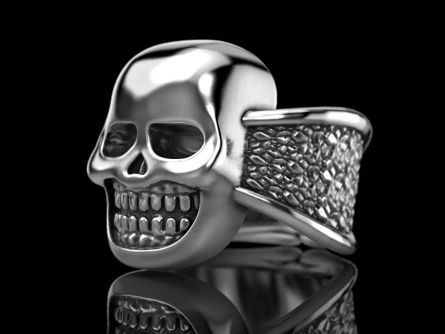 biker ring with a skull 3D Print Model .c4d .max .obj .3ds .fbx .stl .blend 