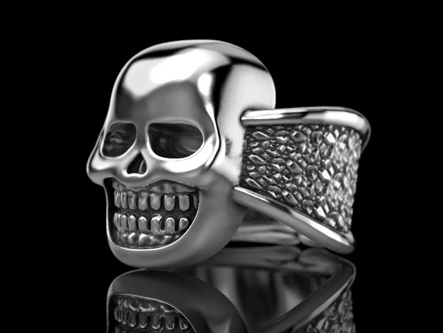 biker ring with a skull 3D Print Model .c4d .max .obj .3ds .fbx .stl .blend 