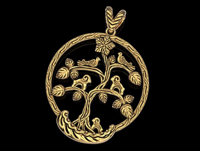 bird tree of life pendant 3D Baskı Modeli .c4d .max .obj .3ds .fbx .stl .blend 