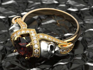 スカルの婚約指輪 3Dプリントモデル