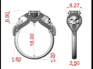 skull engagement ring Modèles 3D en vedette