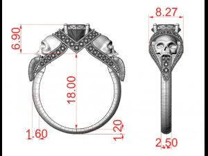 skull engagement ring 3D Print Model
