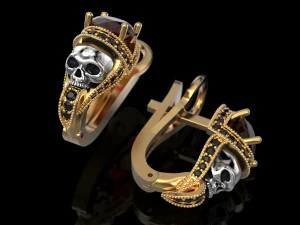 earrings for skull engagement ring 3D Print Model
