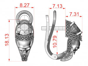 earrings for skull engagement ring 3D Print Model