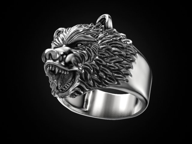 ring bear head 3Dプリントモデル .c4d .max .obj .3ds .fbx .stl .blend 