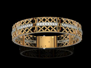 Bracelet gold and diamond 3D Print Model