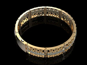 Bracelet gold and diamond 3D Print Model
