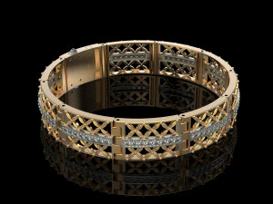 Bracelet gold and diamond 3D Print Model