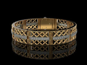 Bracelet gold and diamond 3D Print Model