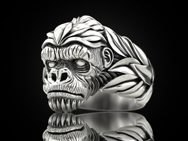 Gorilla Ring 3D Print Model .c4d .max .obj .3ds .fbx .stl .blend 