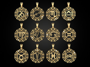 12 Zodiac Signs Horoscope Charm Pendant 2 3D 프린트 모델