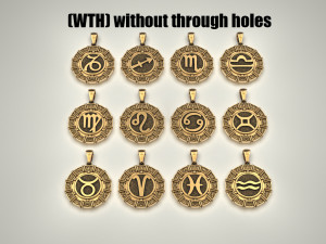 12 Zodiac Signs Horoscope Charm Pendant 2 Modello di stampa 3D