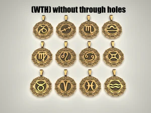 12 Zodiac Signs Horoscope Charm Pendant 2 3D Print Model