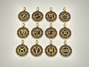 12 Zodiac Signs Horoscope Charm Pendant 2 3D Print Model