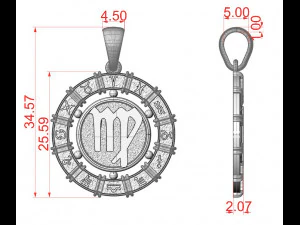 12 Zodiac Signs Horoscope Charm Pendant 2 3D Print Model