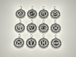 12 Zodiac Signs Horoscope Charm Pendant 2 Modello di stampa 3D