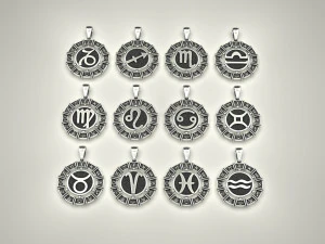 12 Zodiac Signs Horoscope Charm Pendant 2 3D Print Model