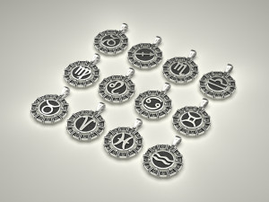 12 Zodiac Signs Horoscope Charm Pendant 2 Modello di stampa 3D
