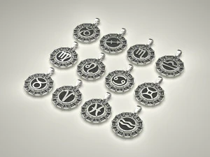 12 Zodiac Signs Horoscope Charm Pendant 2 3D Print Model