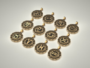 12 Zodiac Signs Horoscope Charm Pendant 2 Modello di stampa 3D