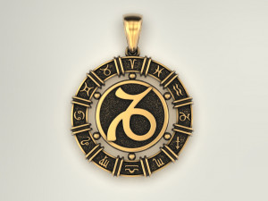 12 Zodiac Signs Horoscope Charm Pendant 2 Modello di stampa 3D