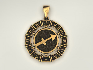 12 Zodiac Signs Horoscope Charm Pendant 2 Modello di stampa 3D