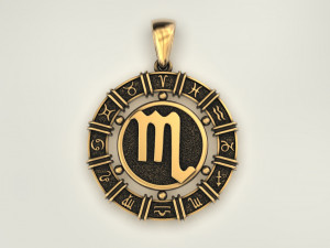 12 Zodiac Signs Horoscope Charm Pendant 2 Modello di stampa 3D