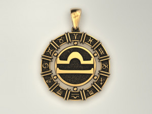 12 Zodiac Signs Horoscope Charm Pendant 2 Modello di stampa 3D