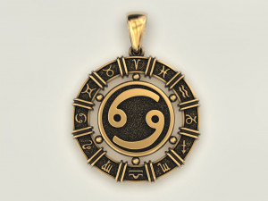 12 Zodiac Signs Horoscope Charm Pendant 2 Modello di stampa 3D