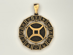 12 Zodiac Signs Horoscope Charm Pendant 2 Modello di stampa 3D
