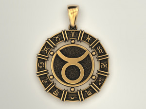 12 Zodiac Signs Horoscope Charm Pendant 2 Modello di stampa 3D