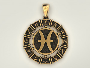 12 Zodiac Signs Horoscope Charm Pendant 2 Modello di stampa 3D