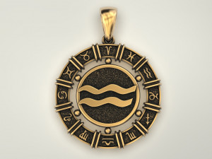 12 Zodiac Signs Horoscope Charm Pendant 2 Modello di stampa 3D