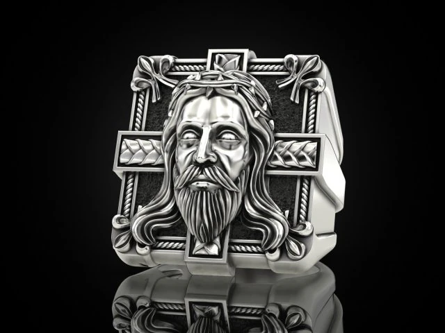 Mens ring Jesus 3D Print Model .c4d .max .obj .3ds .fbx .stl .blend 