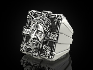 Mens ring Jesus 3Dプリントモデル