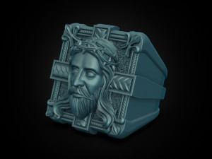 Mens ring Jesus 3Dプリントモデル