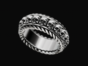 Thick ring with skulls 3Dプリントモデル