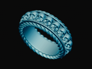 Thick ring with skulls 3D Print Model