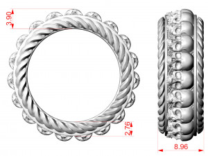 Thick ring with skulls 3D Print Model