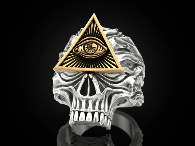 All seeing eye skull ring 3D Print Model .c4d .max .obj .3ds .fbx .stl .blend 