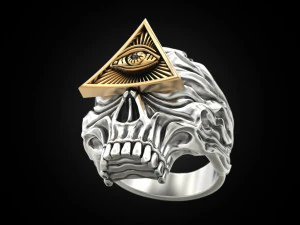 All seeing eye skull ring 3D Print Model