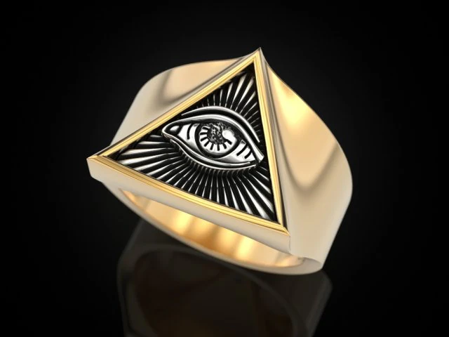 All seeing eye triangle ring 3D Print Model .c4d .max .obj .3ds .fbx .stl .blend 