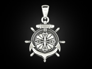 Anchor rudder and compass pendant 3Dプリントモデル