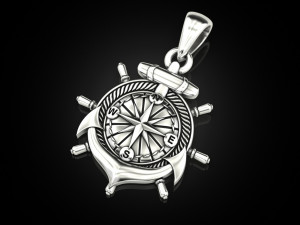 Anchor rudder and compass pendant Model Cetak 3D