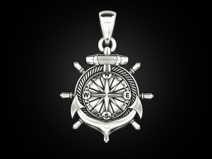 Anchor rudder and compass pendant Model Cetak 3D