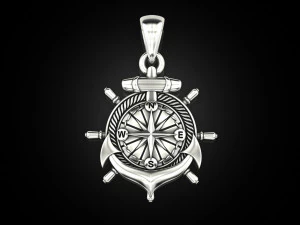 Anchor rudder and compass pendant 3D Print Model