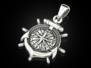 Anchor rudder and compass pendant Model Cetak 3D