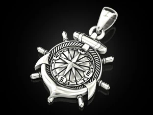 Anchor rudder and compass pendant 3D Print Model