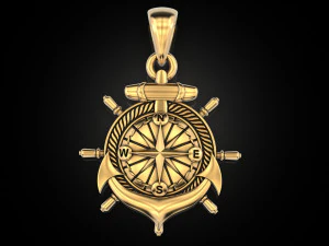 Anchor rudder and compass pendant 3D Print Model